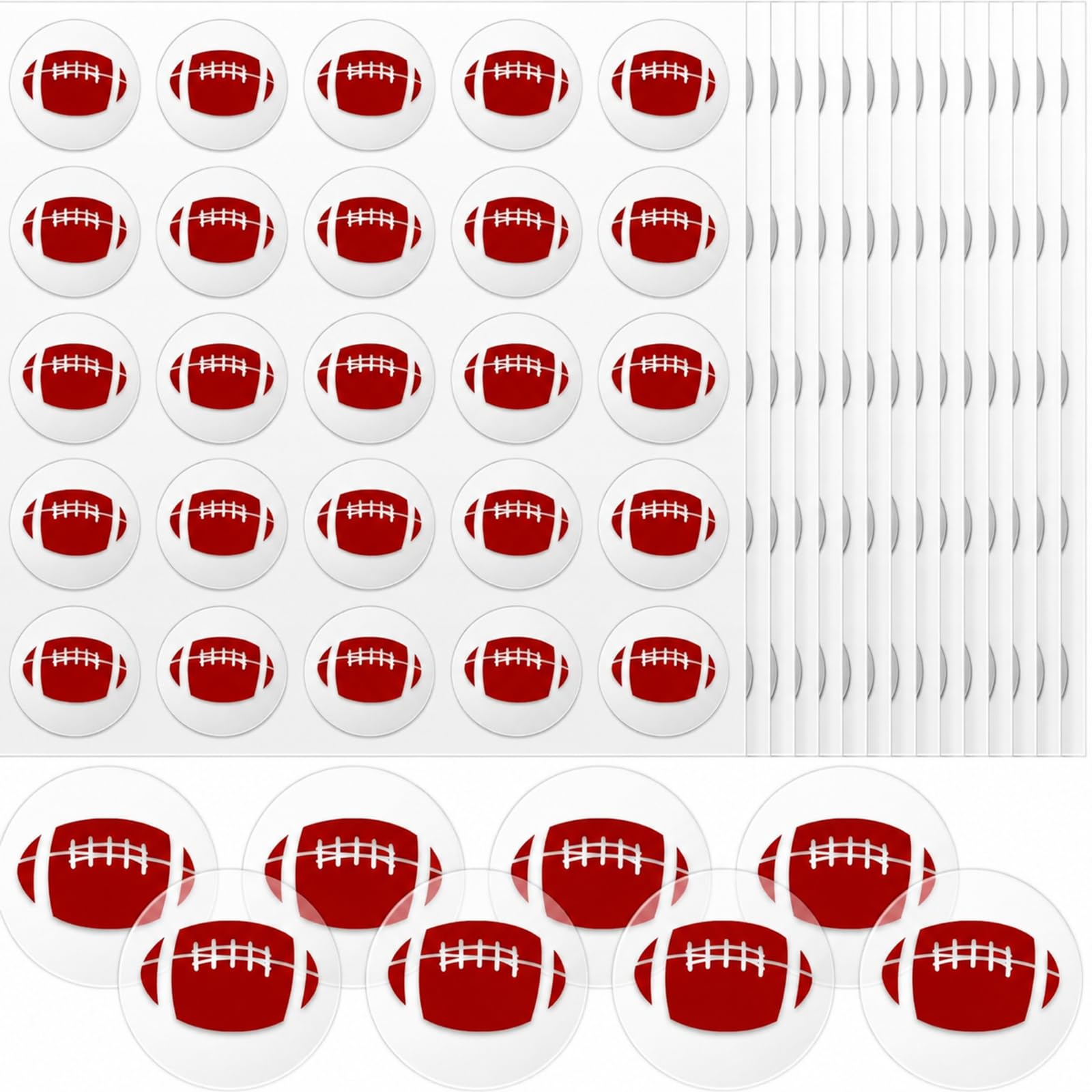 Jecery 200 Pcs Football Helmet Stickers Vinyl Decals, Dark Red