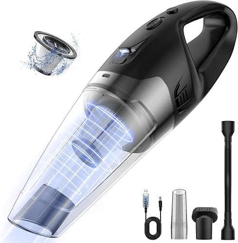Aspiradora de mano inalámbrica recargable, aspiradora de mano inalámbrica con LED, carga USB, 1.65 libras, aspiradora de coche para