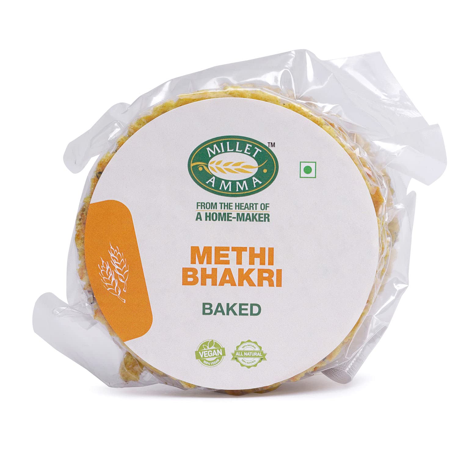 Millet Amma Baked Methi Bhakhri - 360 Gms | (Pack of 2 - Each 180 Gms) | Ready to Eat | Best Choice for Snack Time, Parties & Events | Healthy Traditional Gujarati Snacks