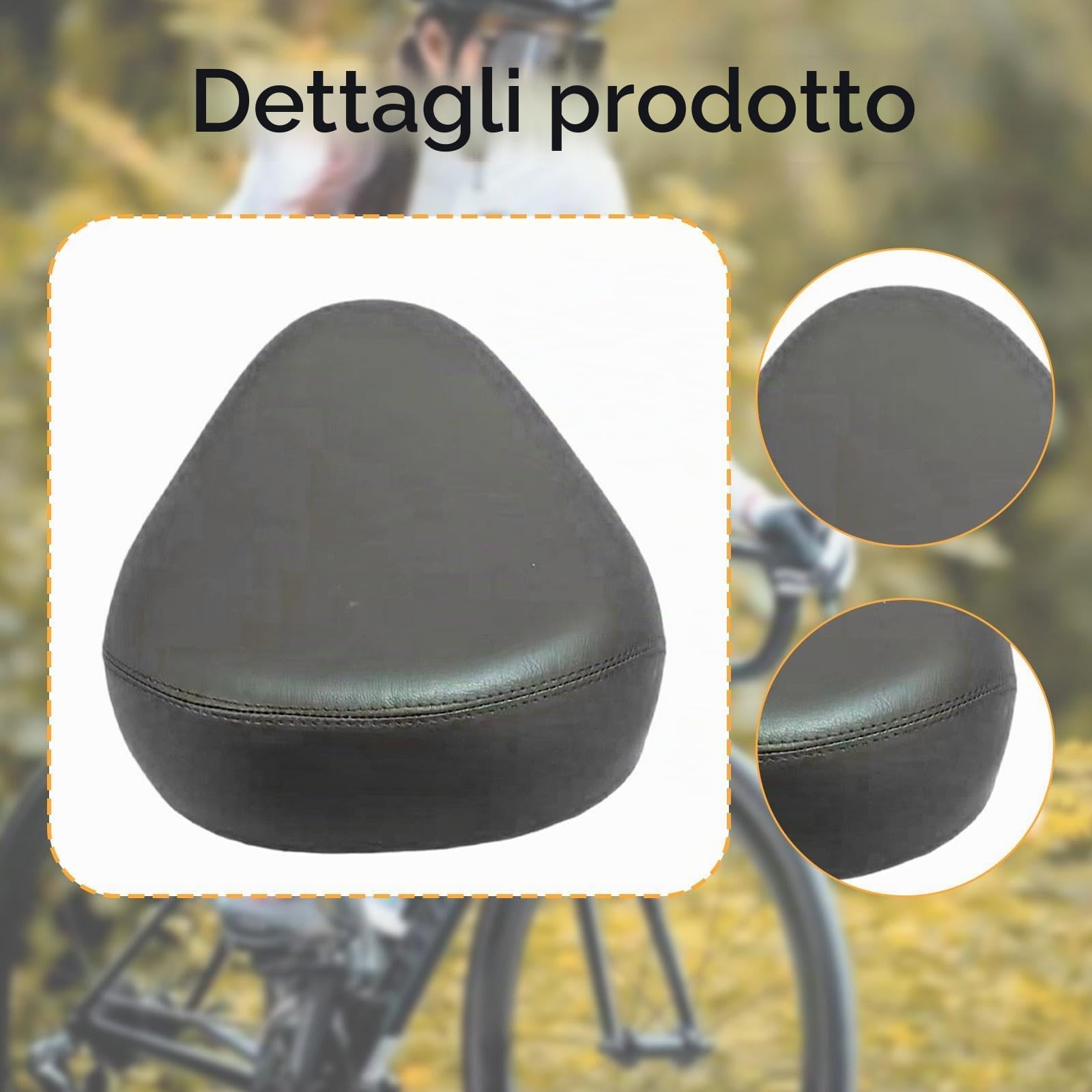 Sella per Bicicletta elettrica, Nera, per Bici da Strada e da Città, in Spugna Morbida di Ricambio, Comoda, Ampia, Grande