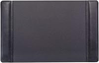 Vista 1 de Dacasso Alfombrilla de escritorio con riel lateral de cuero, 22 x 14, color negro