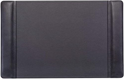 Miniatura 7 de Dacasso Almohadilla con rieles laterales de cuero de lujo para escritura, protector de superficie de escritorio ejecutivo, 22 x 14 pulgadas, marrón