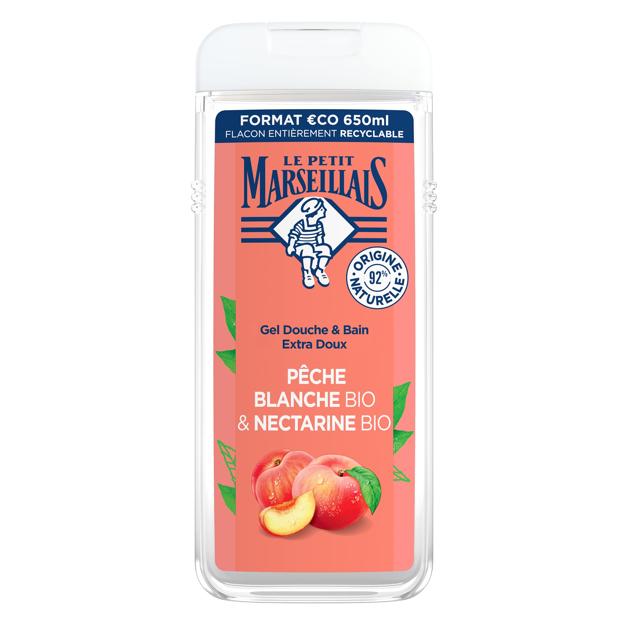 Le Petit Marseillais Gel Douche Extra Doux Pêche Blanche Bio & Nectarine Bio 650 ml