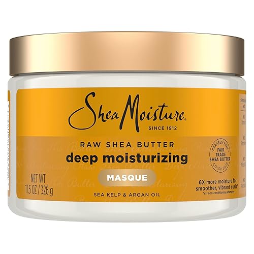 SheaMoisture Crema de karité cruda profunda hidratante para cabello rizado, manteca de karité cruda, acondicionador profundo para hidratar y renovar