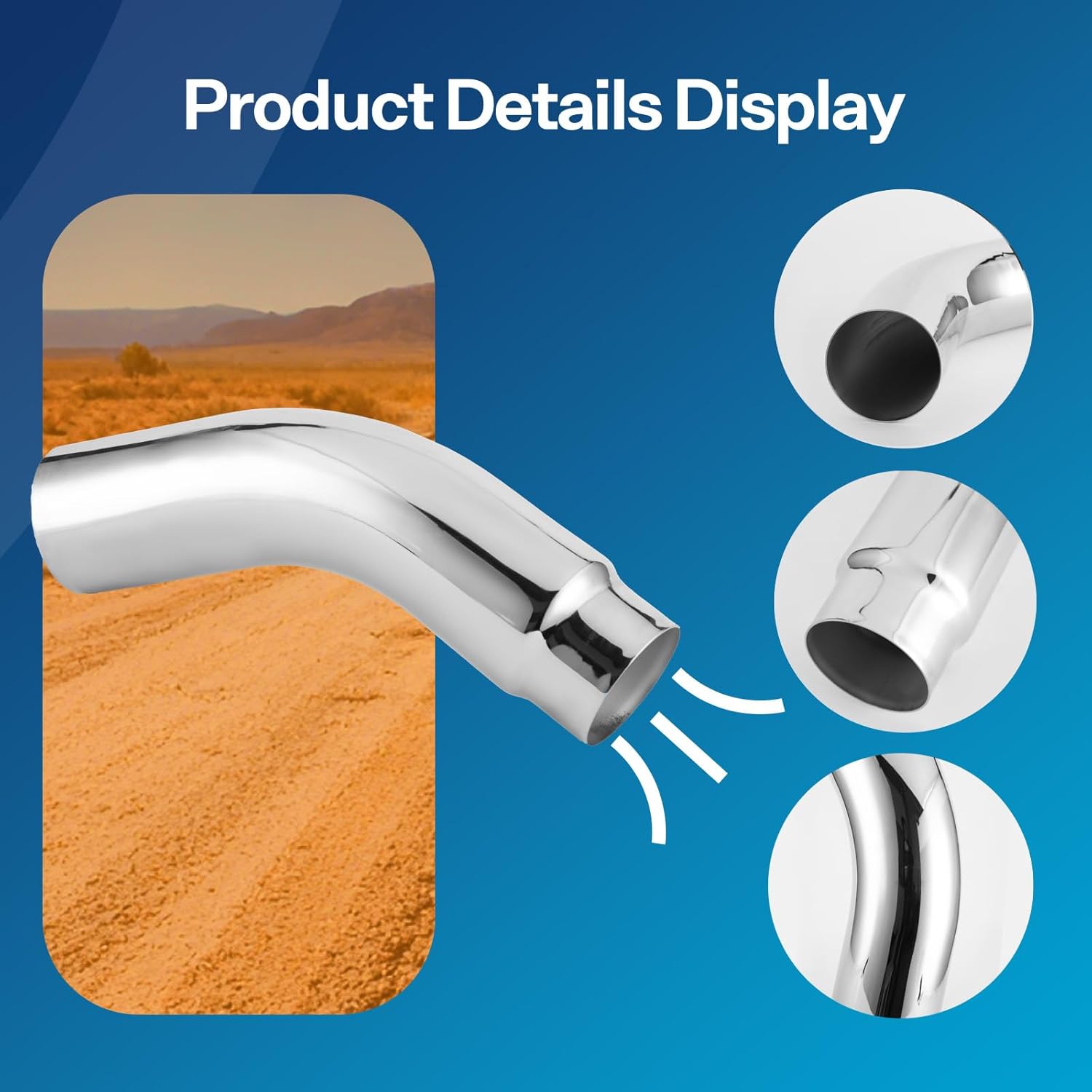 Exhaust Tip,Universal Exhaust Elbow Pipe 5” Inlet 8" Outlet with Steel Clamp - Chrome/Black Finish for Cars & Trucks