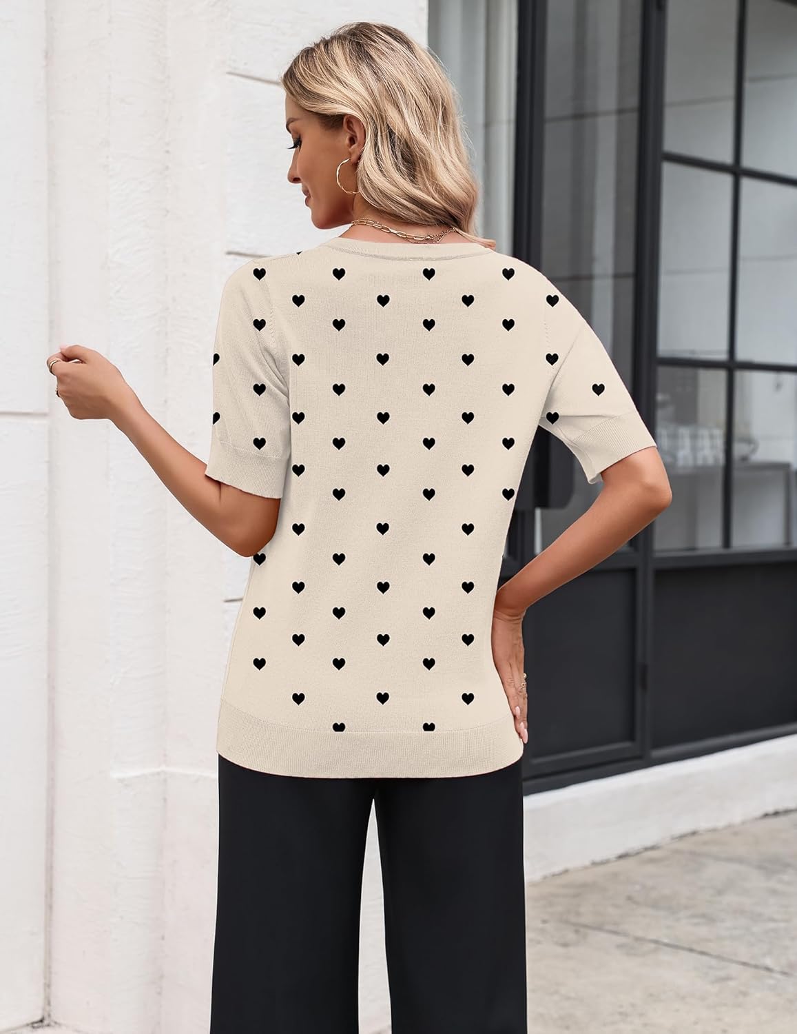 Zeagoo Women's Short Sleeve Sweater 2026 Spring Summer Tops Lightweight Casual V Neck Sweaters Dressy Work Blouses Clothes - Image 3