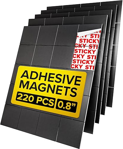 Miniatura 13 de imanes hiperadhesivos con respaldo adhesivo - 110 piezas 0.8x0.08 cuadrados magnéticos fuertes para pizarra y nevera - imanes para educación