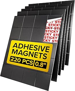 Hyper-Sticky Magnets with Adhesive Backing - 220pcs 0.8x0.08 Strong Magnetic Squares for Whiteboard Fridge - Easy-to-Cut Stickers for Planning and Organization - Teacher Must Have - Teacher Supplies