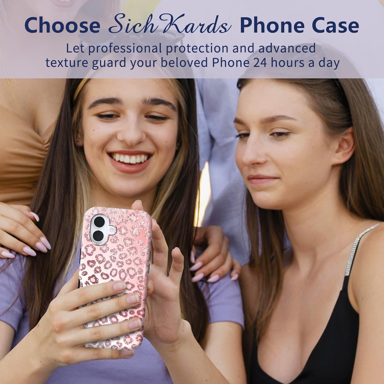 Slim Dual-Layer Hybrid Case for iPhone 16 Plus,Ultra Protective PC Hard Shell + Soft Silicone Cover,Shockproof,Scratch-Resistant,Anti-Yellowing Design,Pink Leopard Print Glitter - Image 6