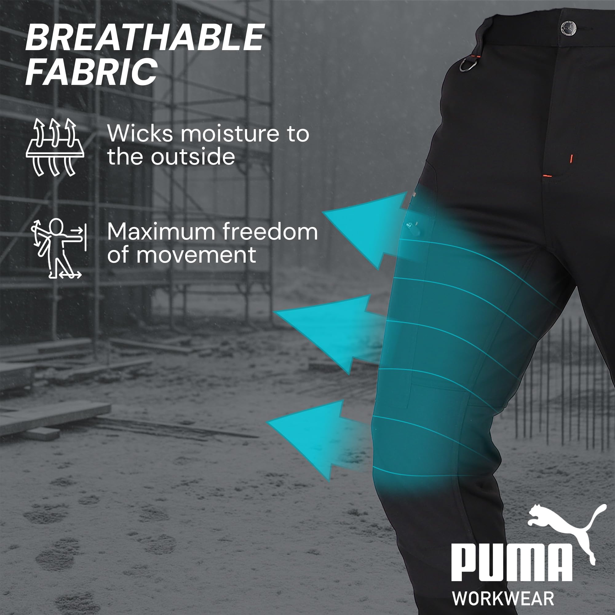 PUMA Workwear ProOne Alpine spodnie męskie z podszewką - spodnie outdoorowe dla mężczyzn - wiatroszczelne i wodoodporne spodnie softshellowe - elastyczne spodnie robocze, spodnie trekkingowe, męskie