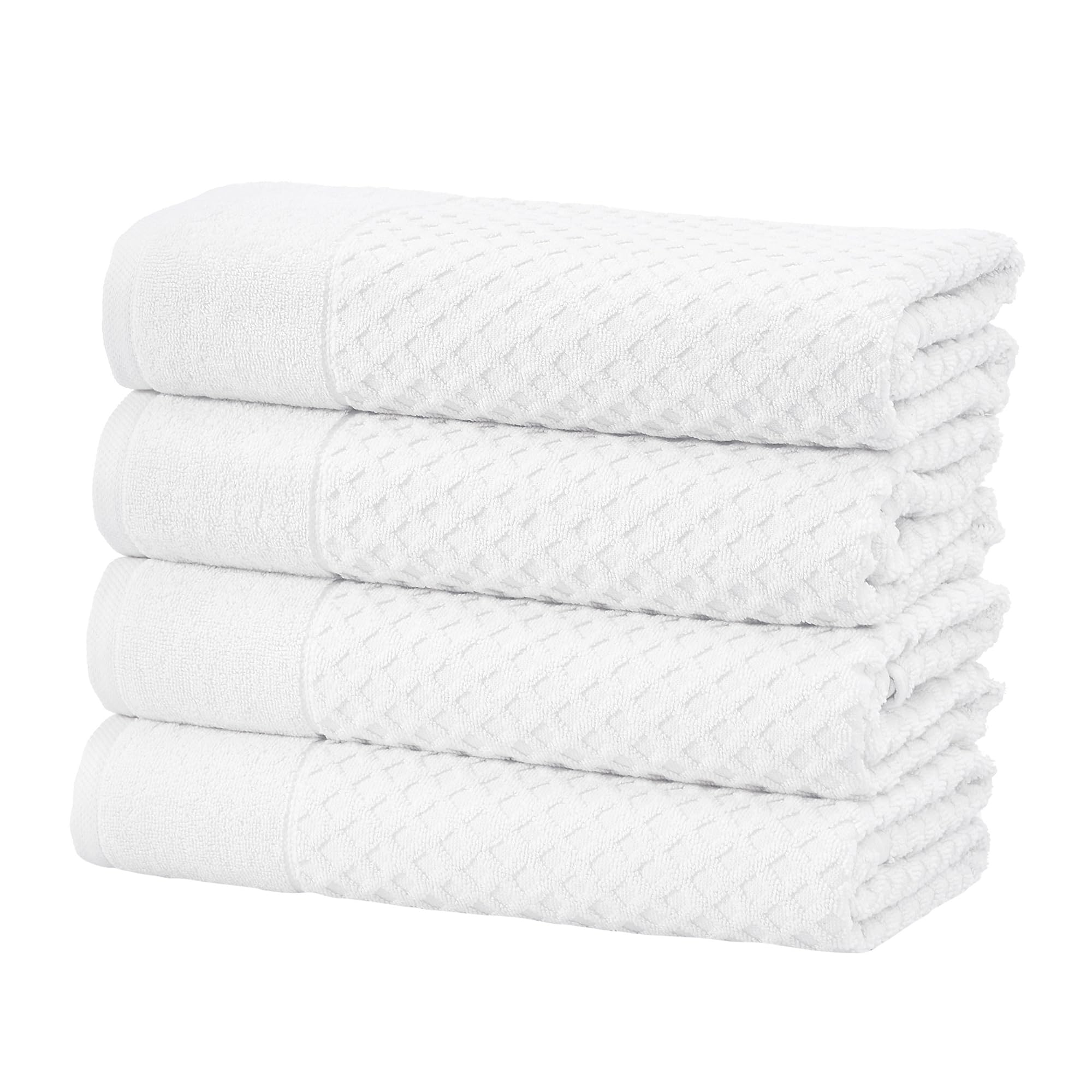 Great Bay Home White Bath Towels - 100% Cotton 4 Pack 54x27 Bath Towel Set - Absorbent, Durable, Quick-Dry Towels for Bathroom (Optic White)