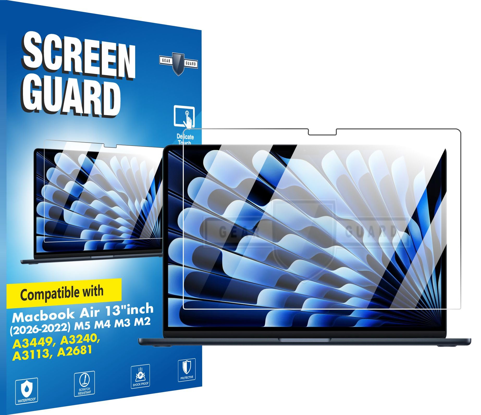Gear Guard Screen Protector for 2026-2022 MacBook Air 13.6 inch (Model A3449 A3240 A3113 A2681), MacBook Air Laptop with M5 M4 M3 M2 chip 13.6", 9H Hardness , Bubble Free, Anti Fingerprint, Ultra HD [Not A Tempered Glass]-image-34