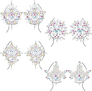 4 Pcs Rhinestone Pasties Crystal Breast Covers Body Jewelry Stick Breast Pasties Chest Stickers for Body