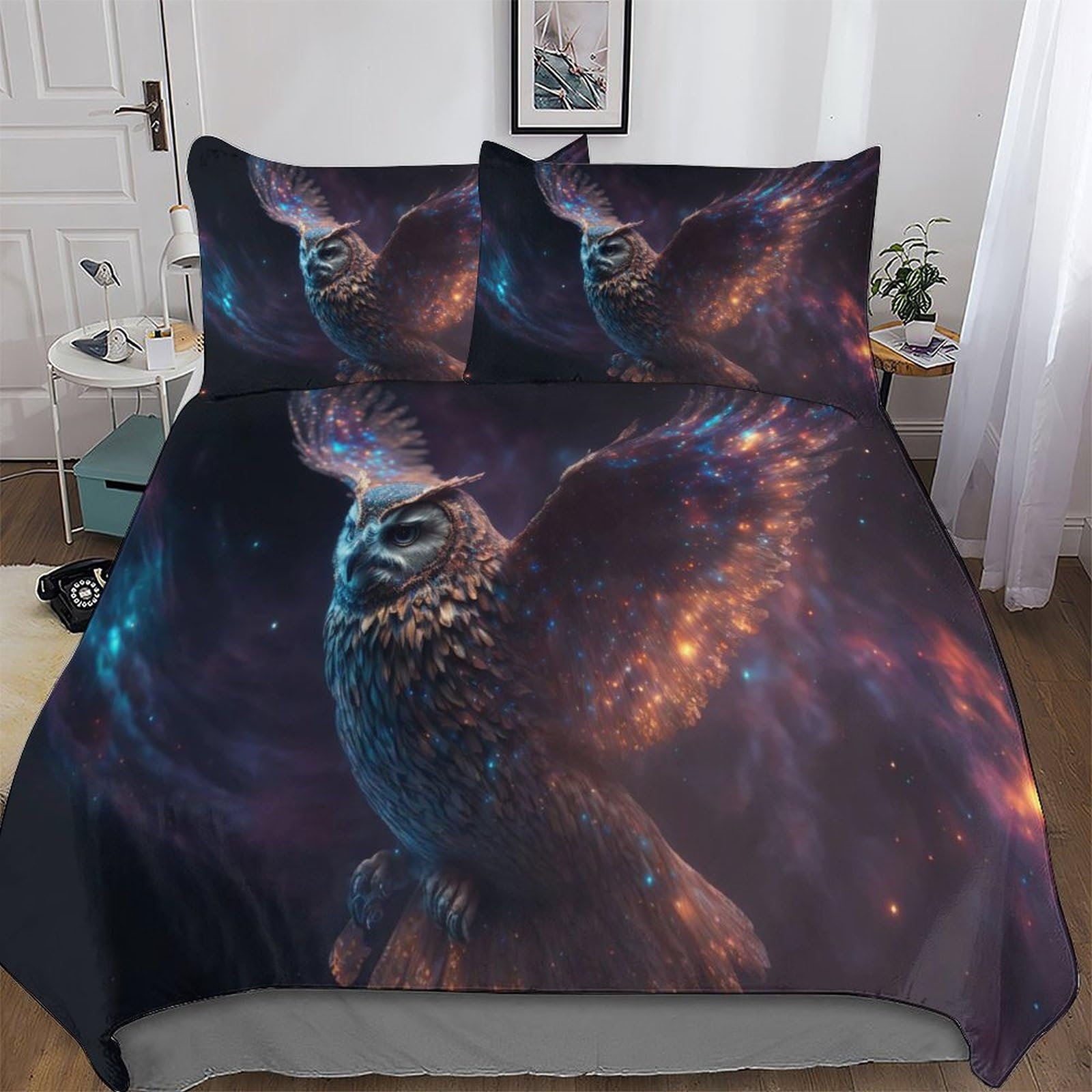 Parure de lit king size hibou 3D en microfibre premium ultra douce 3 pièces