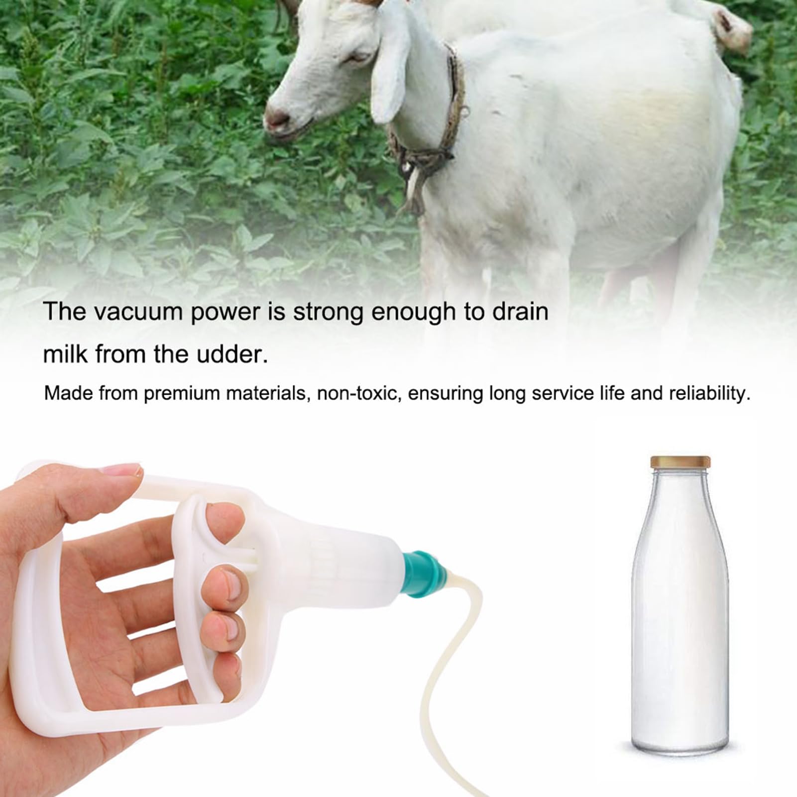 Ordeñadora de Cabras, Bomba de Ordeño Portátil de 3 litros para Cabras, Ordeñadora Manual de Cabras, Ordeñadora Manual de Vacas, Bomba de Vacío Manual Pequeña para Cabras (para