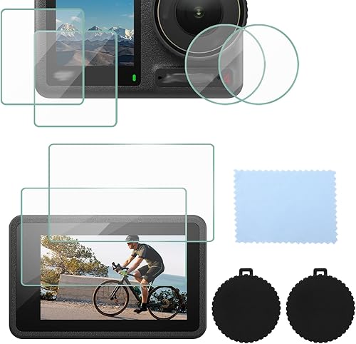 6 protectores de pantalla para Dji Osmo Action 4, con 2 tapas de lente de dureza 9H, vidrio templado de alta transparencia, accesorios de protección