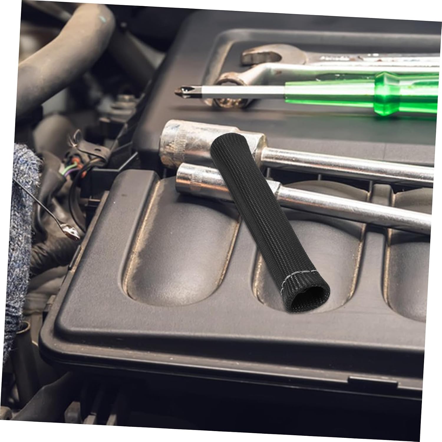 Spark Plug Wire Heat Shield Set of 8 Heat Shield Sleeve for Spark Plug Boots Sturdy Fiber Material Black Car Parts