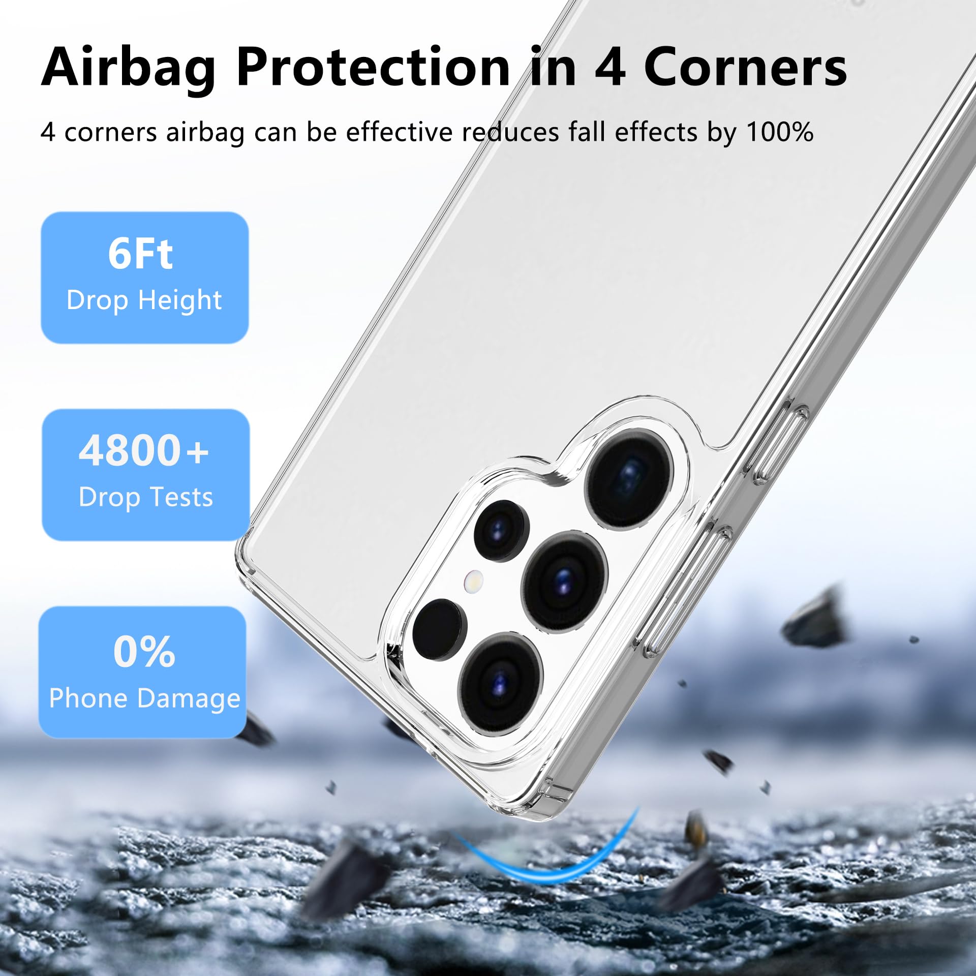 Przezroczyste etui do Samsunga Galaxy S25 Ultra, S25 Ultra, z ochraniaczami ekranu, odporne na wstrząsy, z tworzywa TPU, twardy tył PC, nie żółknie, smukłe etui do Samsung S25 Ultra 5G