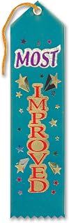 Beistle Most Improved Award Ribbons, 2 by 8-Inch, 6-Pack