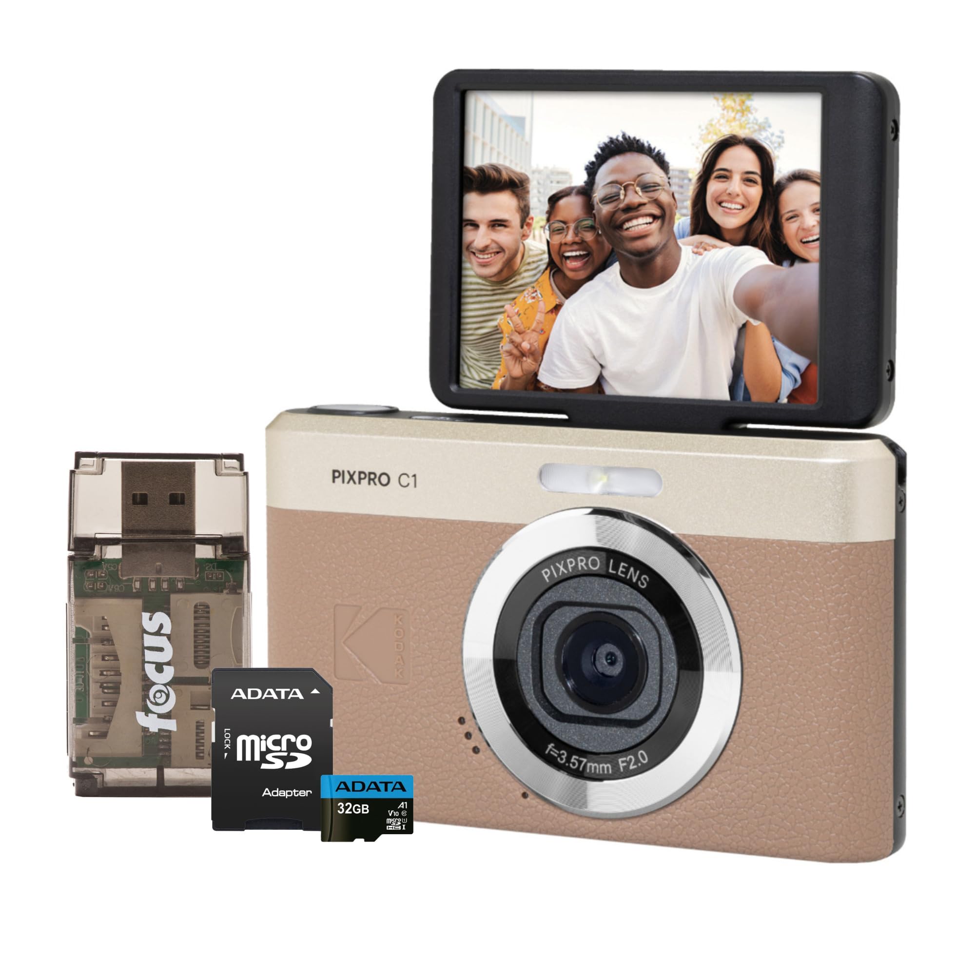 【ほぼ新品】Kodak PIXPRO C1 、マイクロSDカード付き KODAK PIXPRO C1 13MP, 1080p Digital Camera (Brown) Bundle with