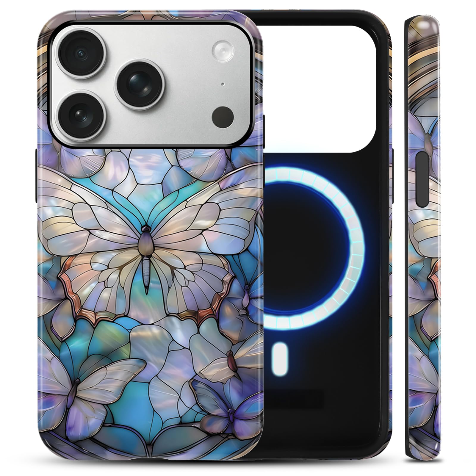 Coque vitrail bleu clair iPhone 17 Pro pour un style iridescent - 8