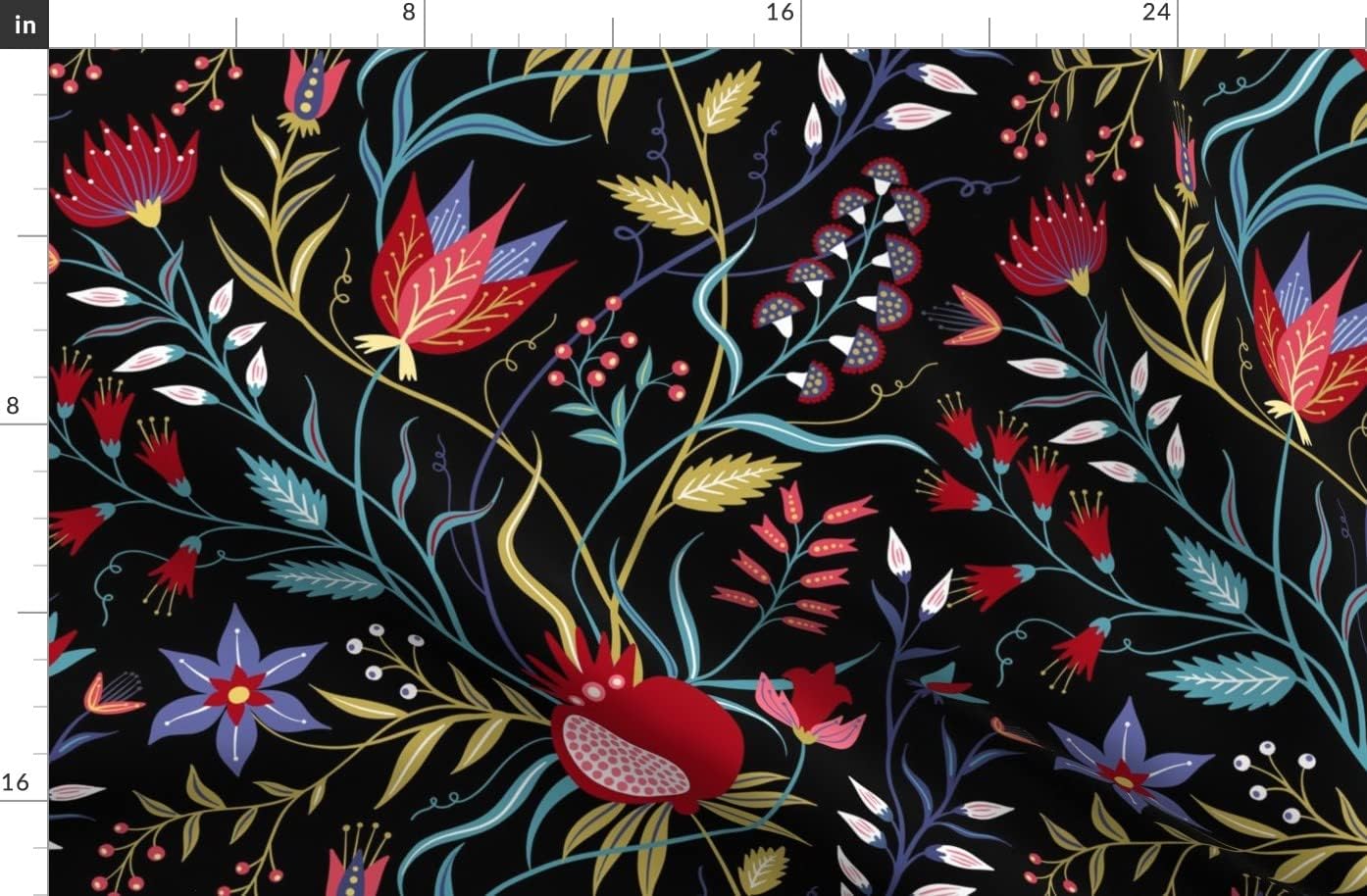 Spoonflower Fabric - Chintz Floral Tropical Bright Island Rainbow Flowers Printed on Organic Cotton Sateen Fabric by The Yard - Sewing Quilting Apparel Home Decor