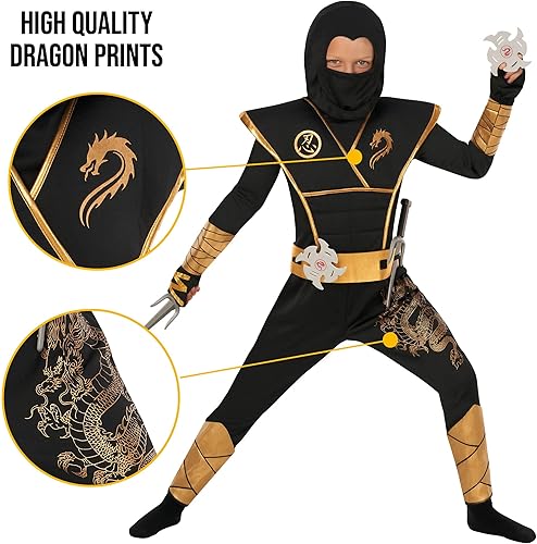 Miniatura 4 de Morph Disfraz de ninja para niños, disfraz de ninja de Halloween para niños, disfraz de ninja con accesorios