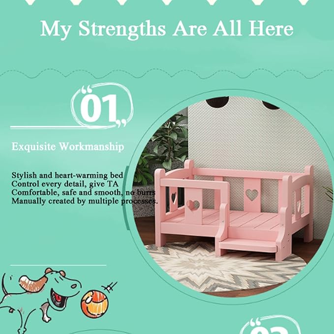 Cama Elevada para Perro Grande 100cm Madera Natural miniatura 4