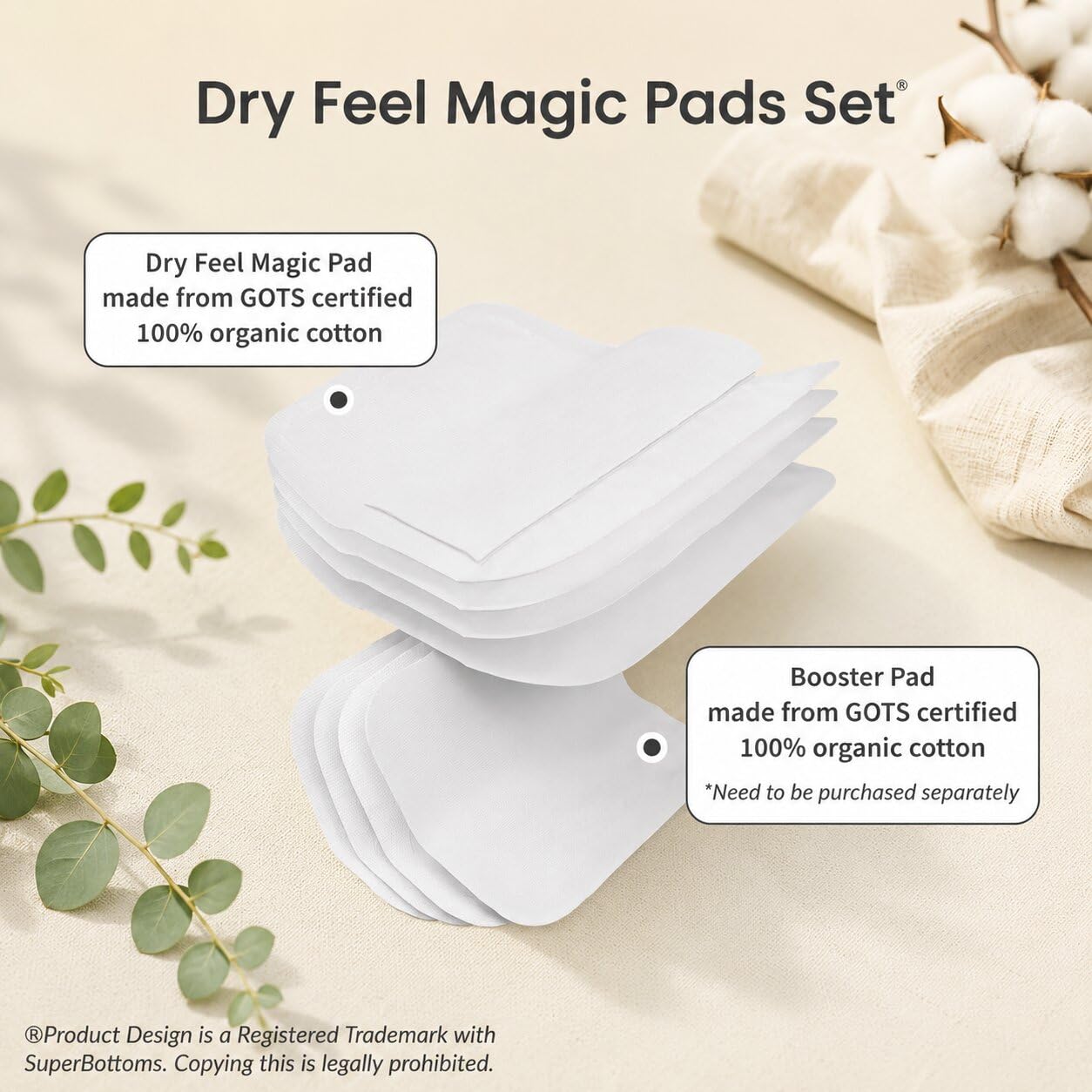 SuperBottoms Dry Feel Pad for Babies, set of 1 - Cloth diaper soaker/insert for SuperBottoms Freesize UNO cloth diaper