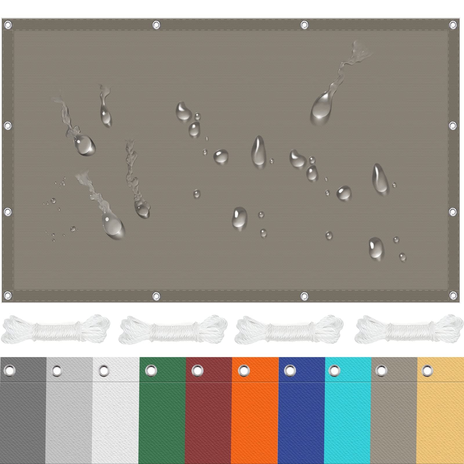 Voile d'ombrage 1x2.8m bloquant 98% UV toile solaire kaki