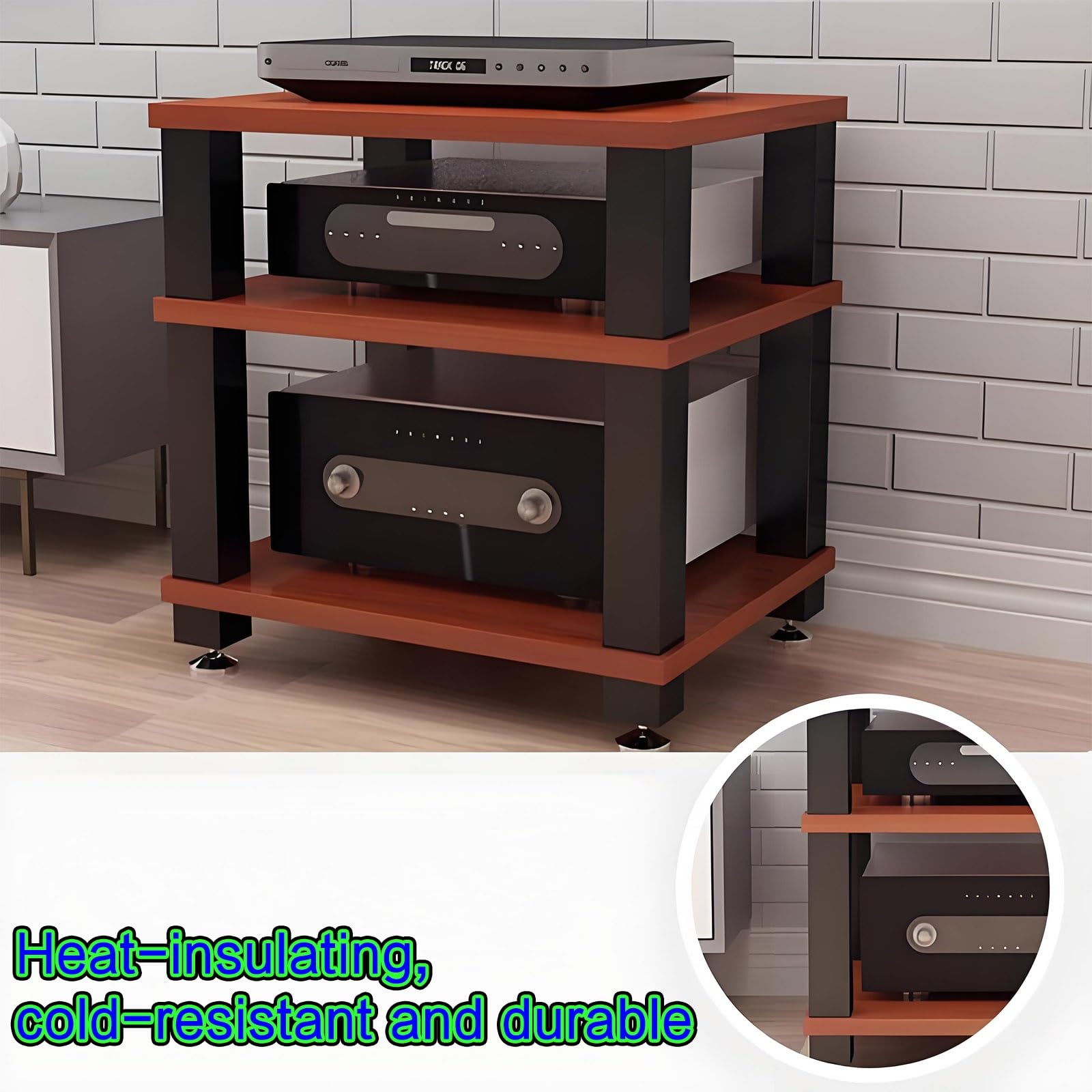 Armadietto di archiviazione multimediale per audio/video, mobiletto AV, scaffale per DVD, console per videogiochi, console per videogiochi, sala di registrazione, colore marrone, 23,6 x 18,8 x