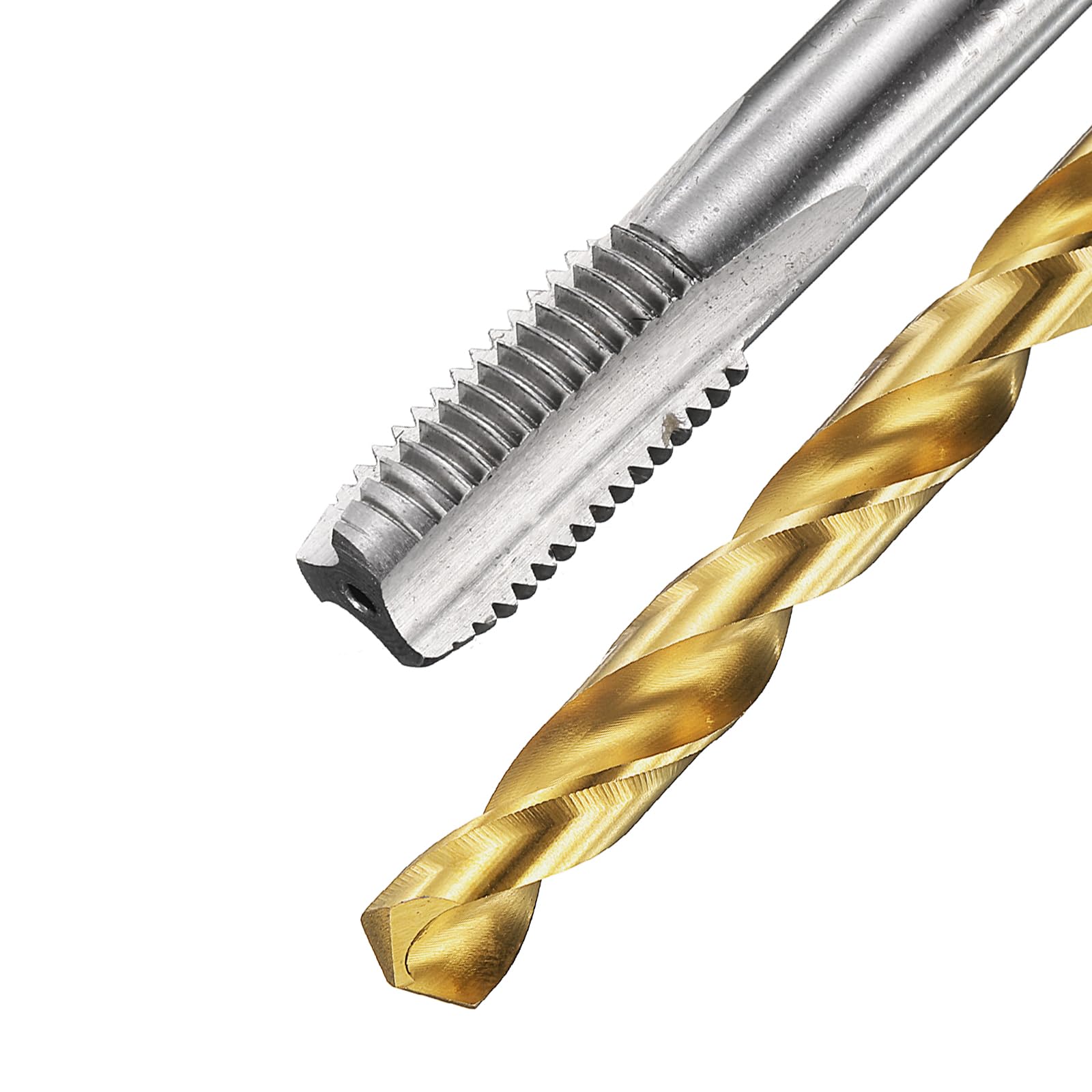 Set di maschi e punte da trapano, 1 maschio per filettatura metrica a scanalatura dritta M10 x 1,25 e 1 punta elicoidale da 8,7 mm, kit di utensili per filettatura HSS-6542 non rivestiti/rivestiti