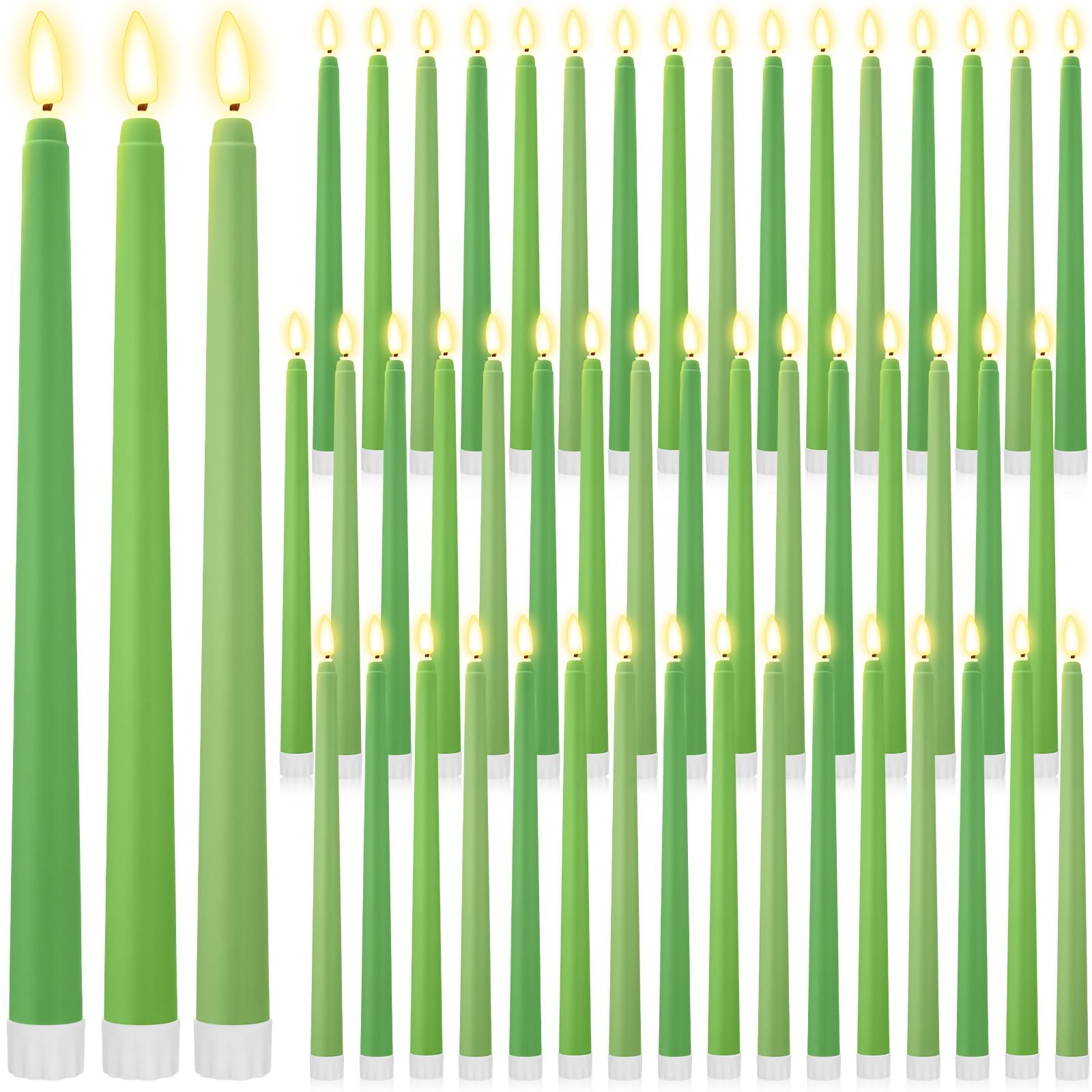 Handepo 48 Pack Flameless LED Taper Candles Battery Operated, Bright Green