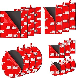 3M Double Sided Tape Heavy Duty 20PCS VHB Adhesive Pads 1“ and 2” Squares Dots Rectangles Pack Strong Waterproof Mounting Tape for Dashboard Dash Cam Windshield Suction Cup Phone Holders Black