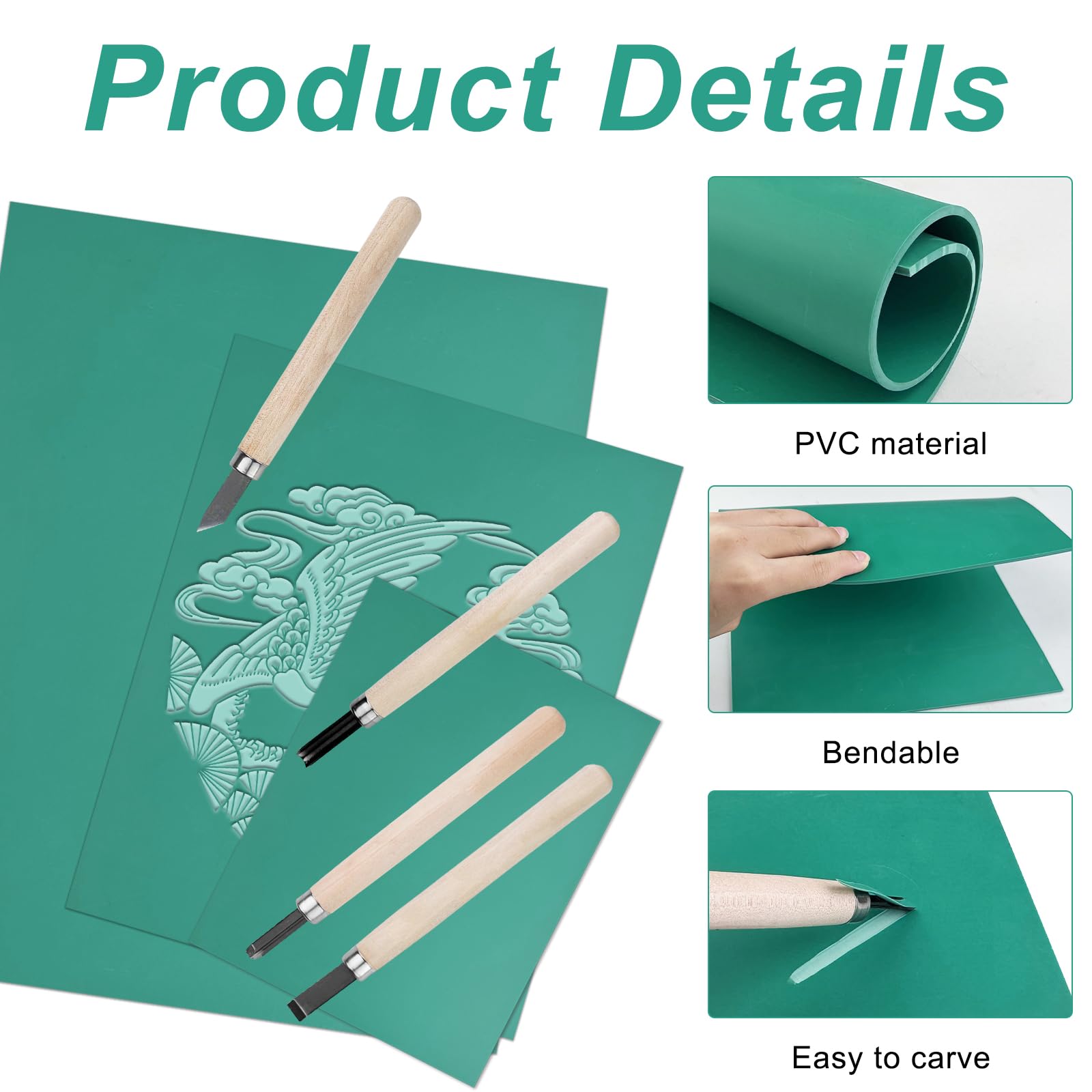 Falling In Art Soft Linoleum Carving Block, Linocut Block For Printmaking, 8 Inches By 10 Inches, Gray, 2-Pack - Foto 10