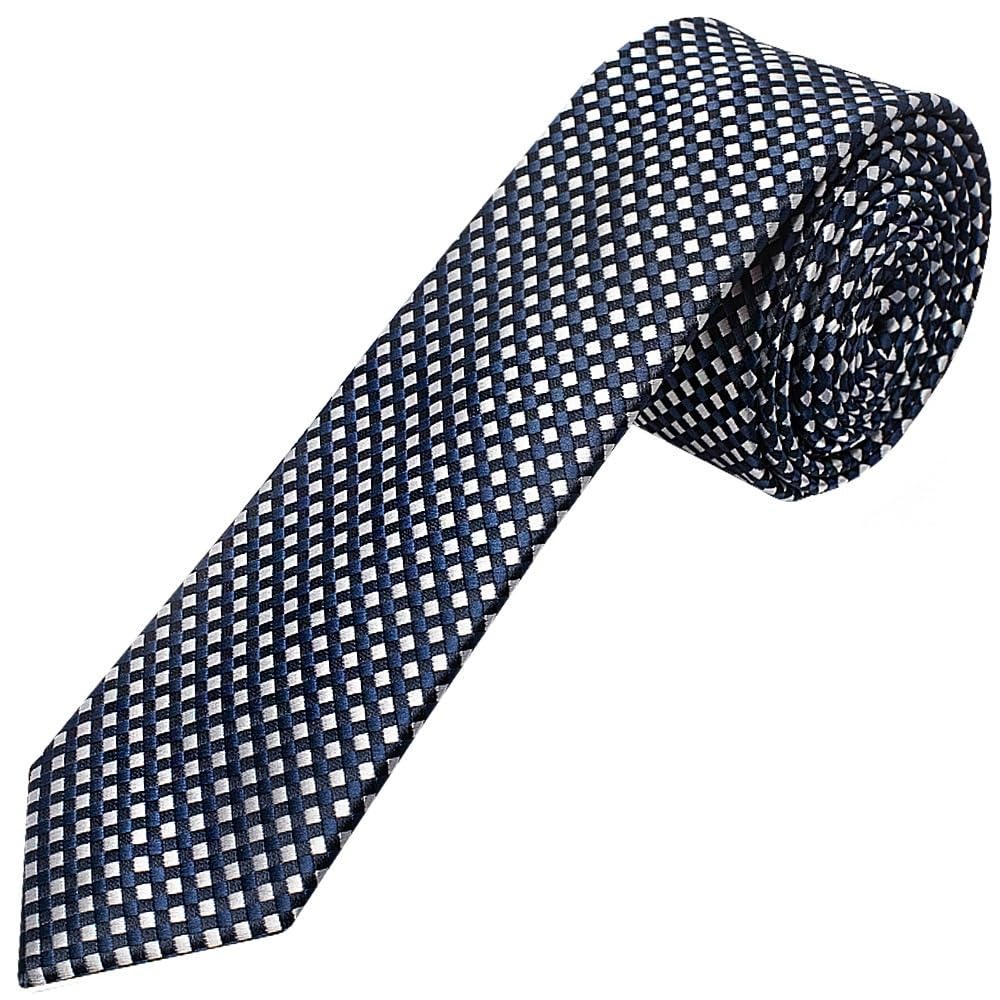 Ties R Us Men's Blue Navy Diamond Neat Skinny Tie