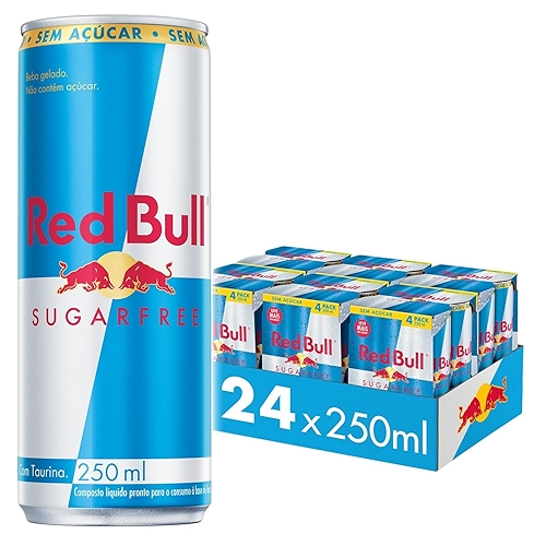 Red Bull Energético, Sugar Free, Sem Açúcar, 250ml, 24 latas Red Bull Energético, Sugar Free, Sem Açúcar, 250ml, 24 latas