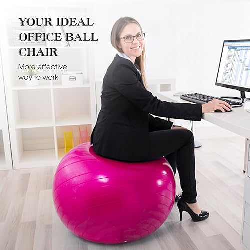 Miniatura 8 de doorslay Pelota de yoga anti-estallido, 21.7 in25.6 in29.5 in, pelota de equilibrio de estabilidad, Pilates Barre Pelota de ejercicio físico con