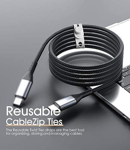 Vista 37 de Nearockle - 40 bridas reutilizables para cables, organizador de cables de silicona ajustable, pequeñas bridas para cables de carga, cables