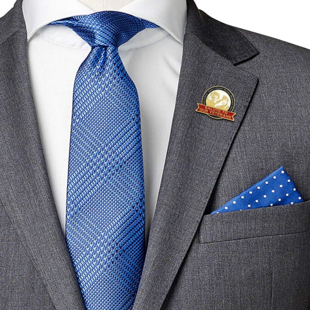 PinMart Veteran Pin – Patriotic American Lapel or Hat Pin – Proud to be Retired Army, Navy, Air Force or Marine Corps – Gold Color Plated Enamel with Secure Clutch Back - Image 4