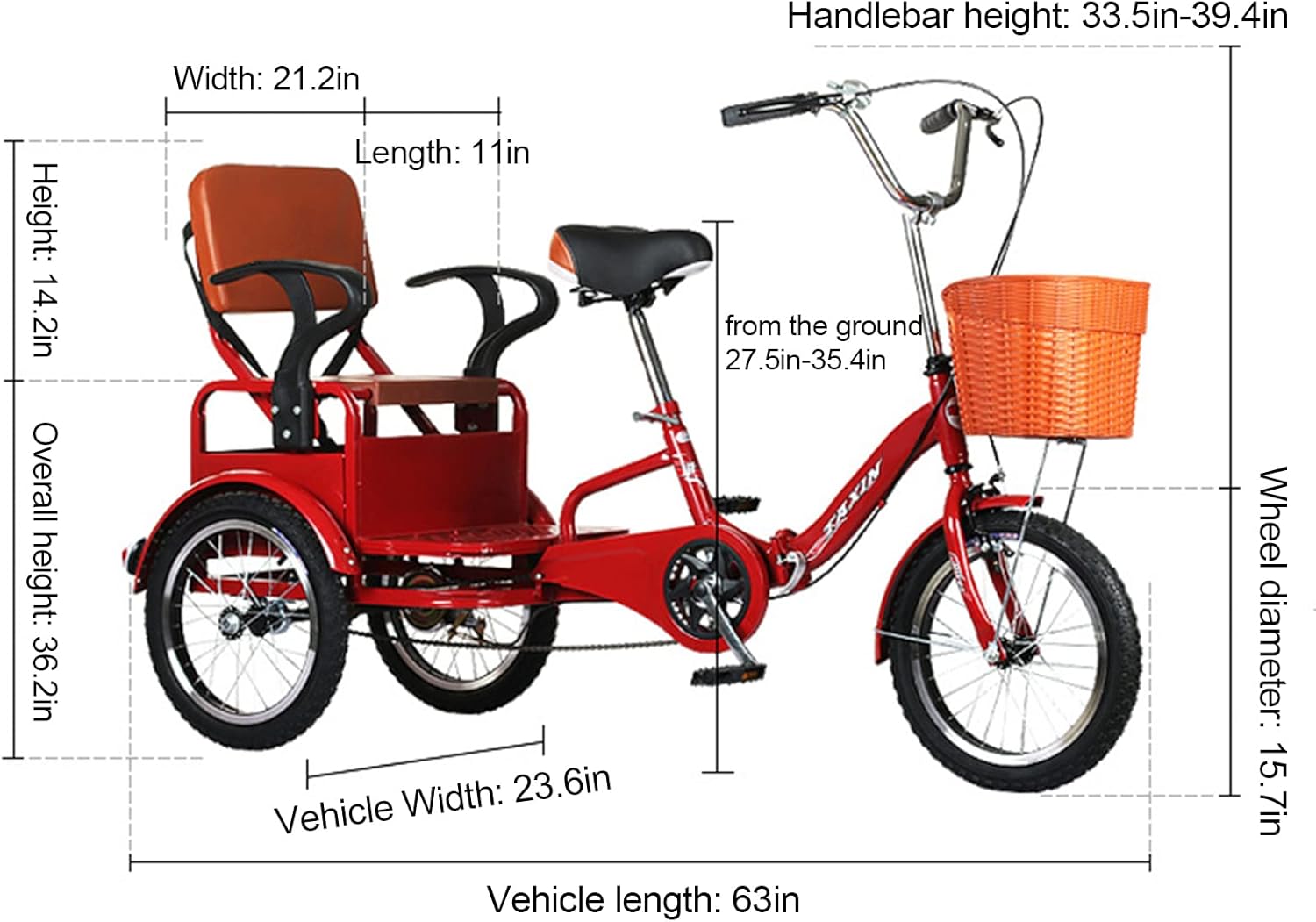 3 Wheel Bikes for Elderly - Outroad Adult Tricycle, Foldable Cruiser Trike with Back Basket and Comfortable Seat for Seniors, Men, Women - Perfect for Shopping, Picnic, Outdoor Sports