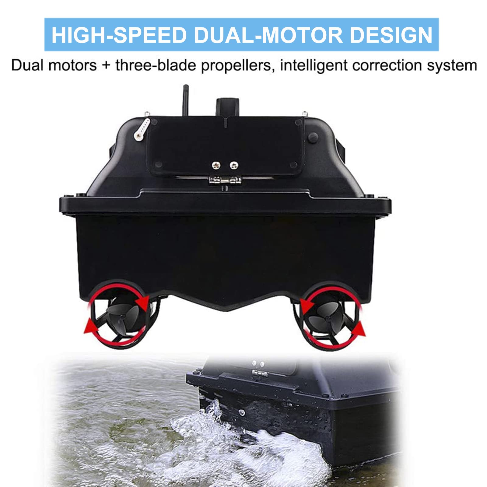 Barco Cebador Carpfishing con GPS, Barco Cebador Pesca de Control Remoto de Crucero de Velocidad Fija de 500 M, Barco de Cebo de Pesca con 3 Contenedores Independiente de Cebo