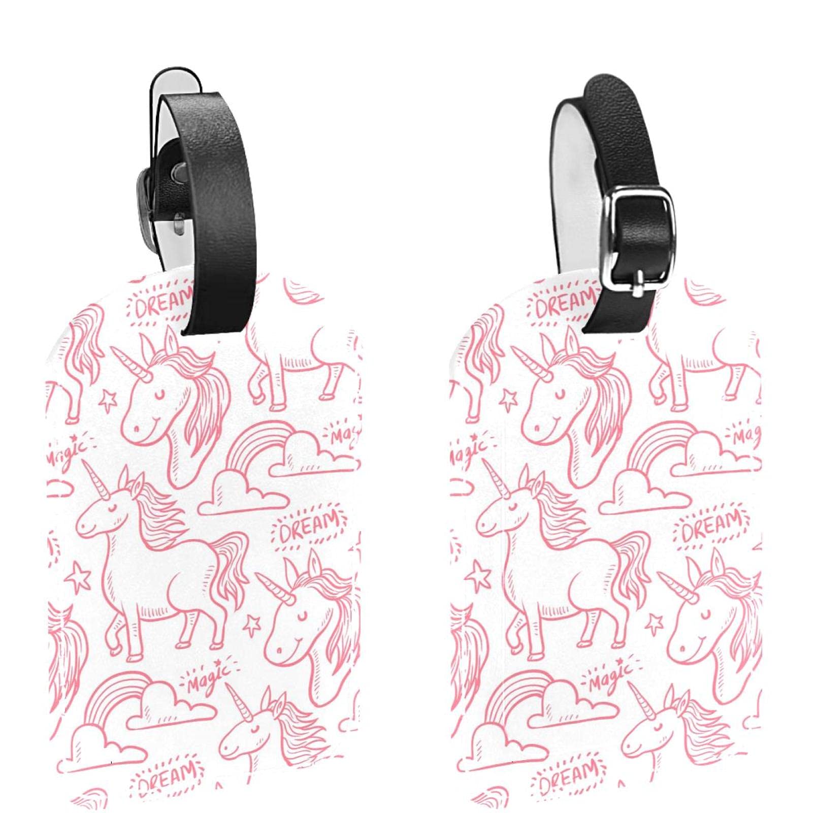 2 Pièces Étiquettes Bagages Licorne Rose - Étiquettes Valise Avion Mignonnes Pour Filles Et Enfants