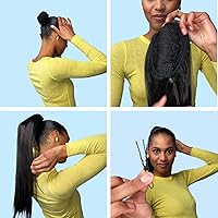 Vista 6 de PrettyShop - Extensión de cola de caballo trenzada, ondulada y voluminosa de 12 pulgadas, color castaño, PH205