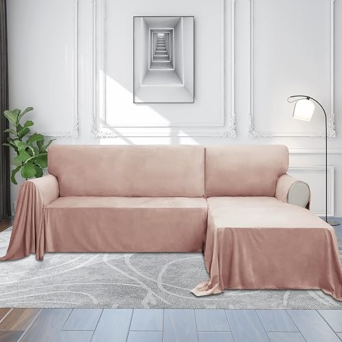 Miniatura 2 de Easy-Going Fundas de terciopelo para sofá modular de lujo para sala de estar, funda de sofá para sofá en forma de L, fundas de sofá de dos piezas