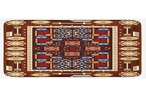 Ambesonne Afghan Kitchen Mat: A Tapestry of Earthy Folklore