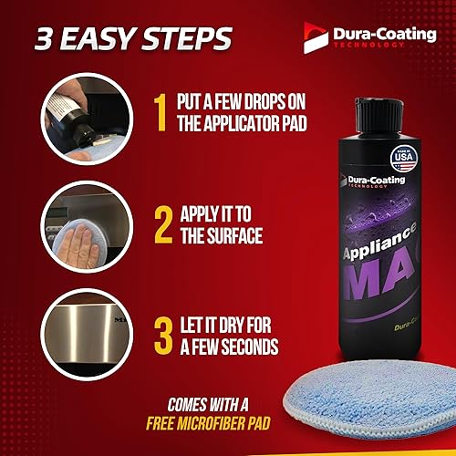 Miniatura 4 de DURA-COATING TECHNOLOGY, Appliance Magic - Limpiador y pulidor de acero inoxidable para electrodomésticos, fregadero, refrigerador, estufa y horno,