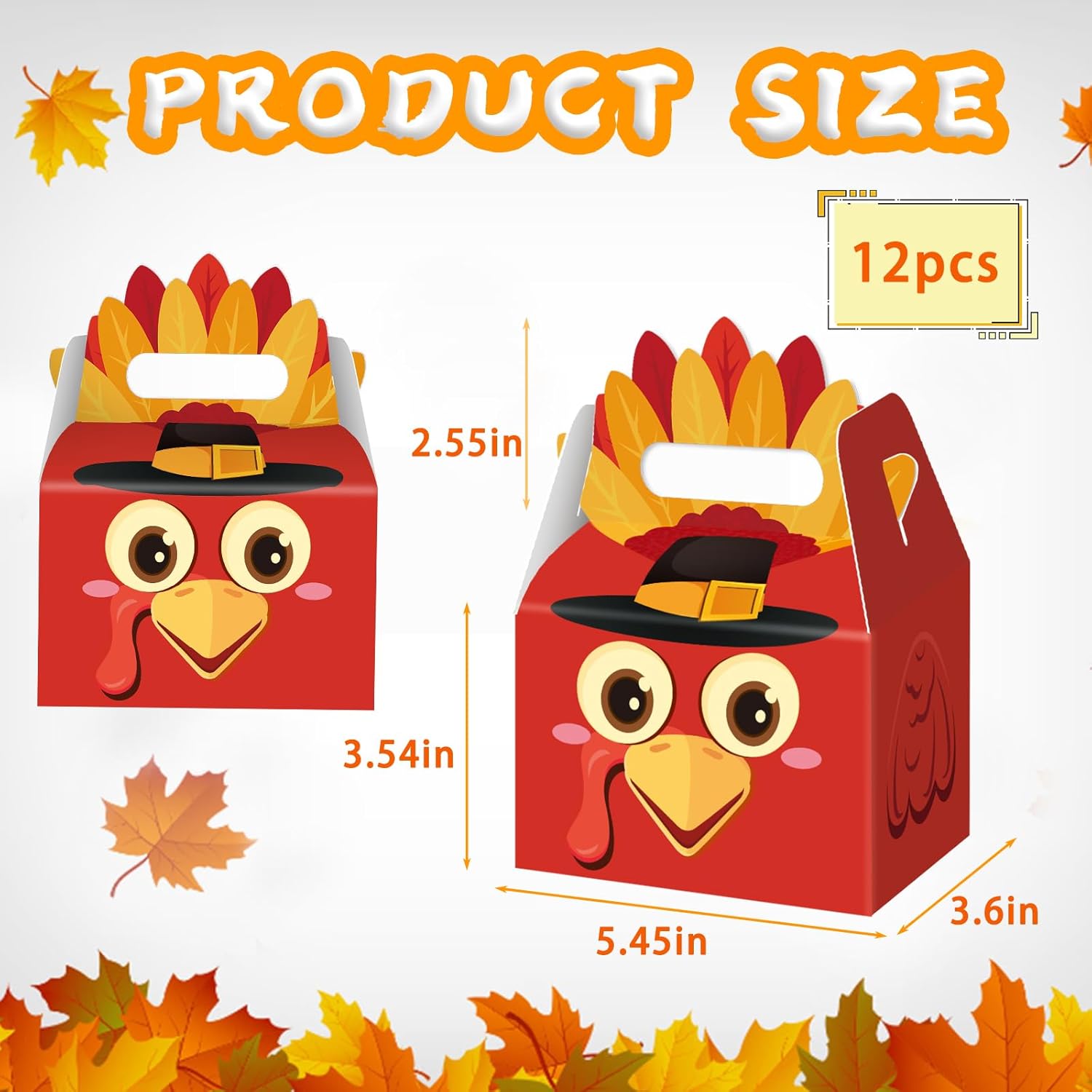 FRIDAY NIGHT Thanksgiving Paper Boxes 12PCS Turkey Pattern Cake Cookie Candy Gift Box Fall Holidays Party Supplies Table Decorations - Image 2