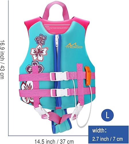 Miniatura 5 de MoKo Chaleco de natación para niños de 17.6 a 77 libras, chaleco de natación para niños, equipo de actividad acuática, bonito patrón de deportes