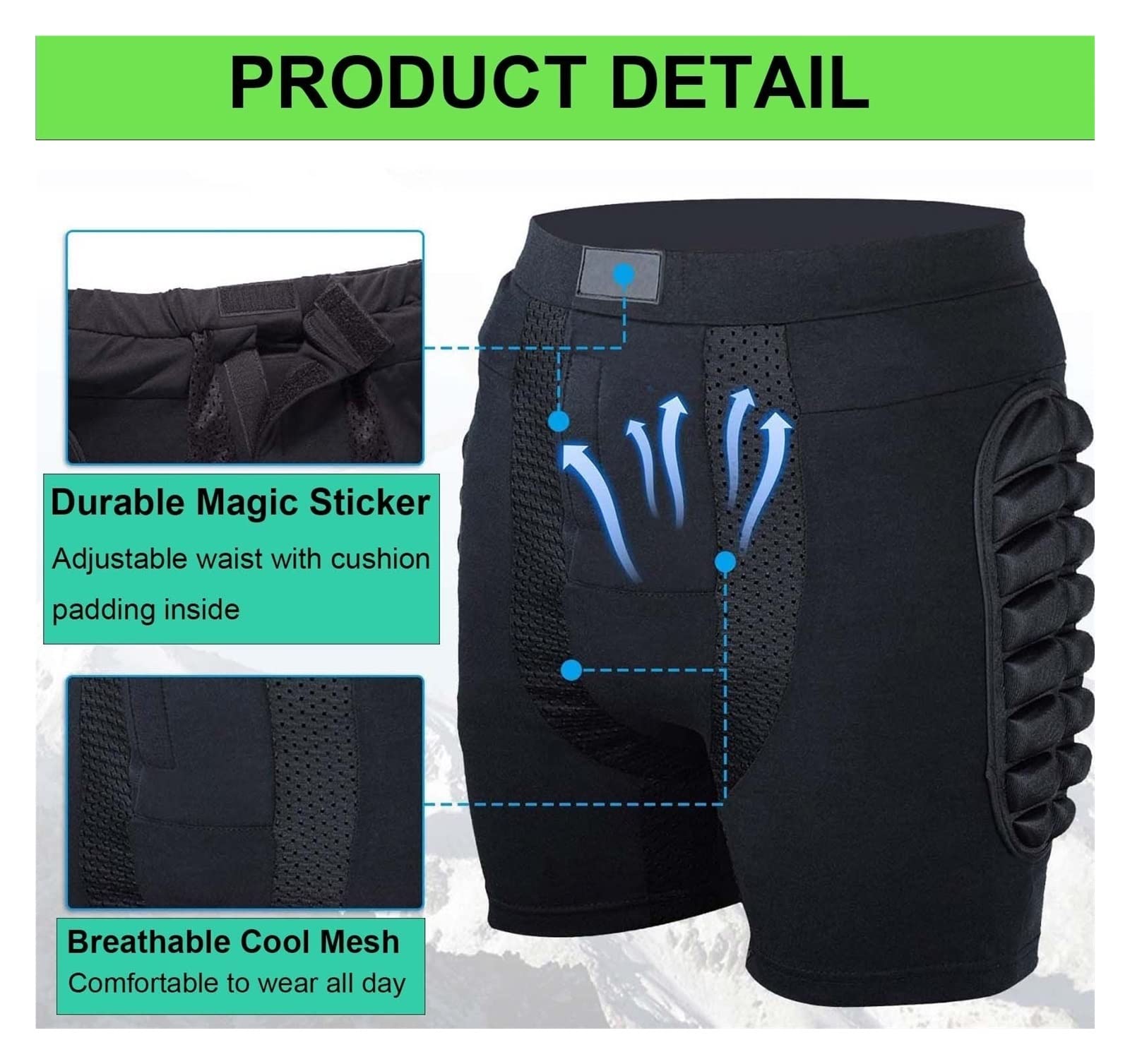 YILIN Pantaloncini Imbottiti in Eva con Protezione 3D for Sci, Pattinaggio su Ghiaccio, Snowboard, Skateboard for Uomo Donna